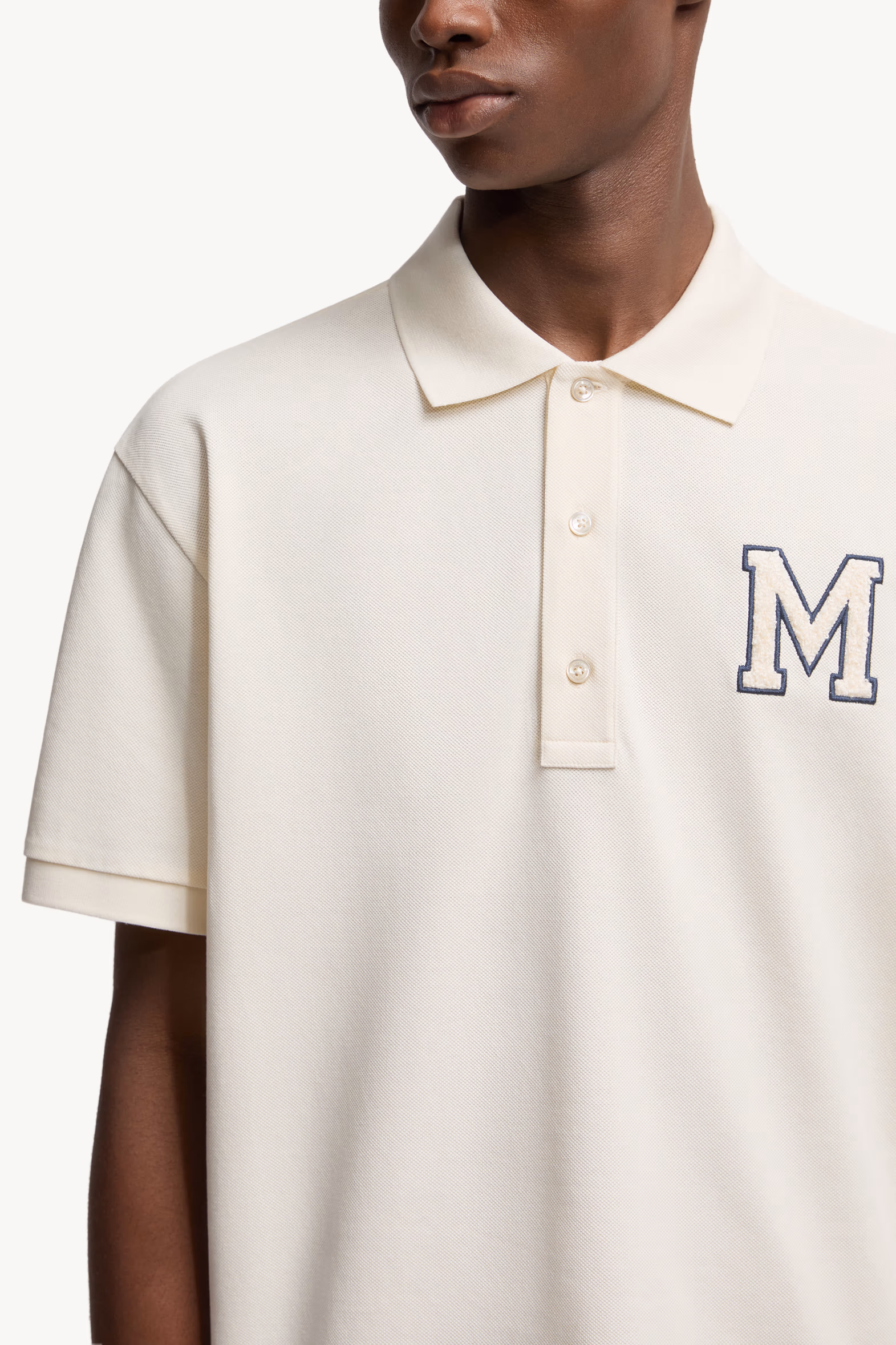 Monogram Cotton Piquet Polo Shirt Men White Ivory Moncler 6